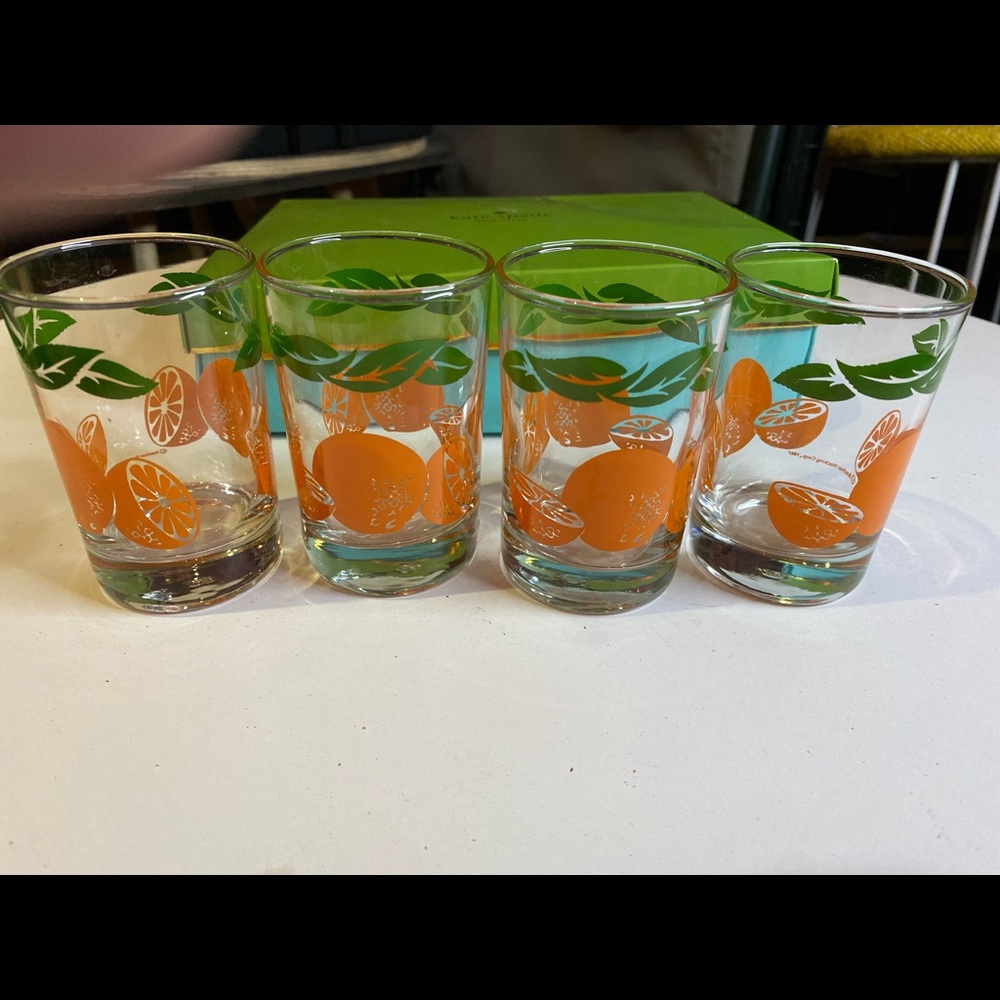4 piece 1980’s Vintage Anchor Hocking glassware juice cups